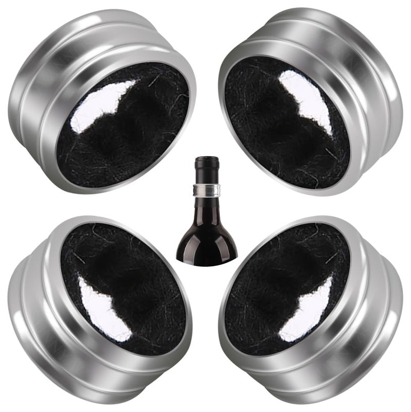 Kitwinney Kitwinney Stainless Steel Wine Bottle Collars Classy Wine Collar Drip Rings 4 Pack Simple and Durable Wine Drop Stoppers with Velvet Felts Small Handy Gadgets for Kitchen and Bar 