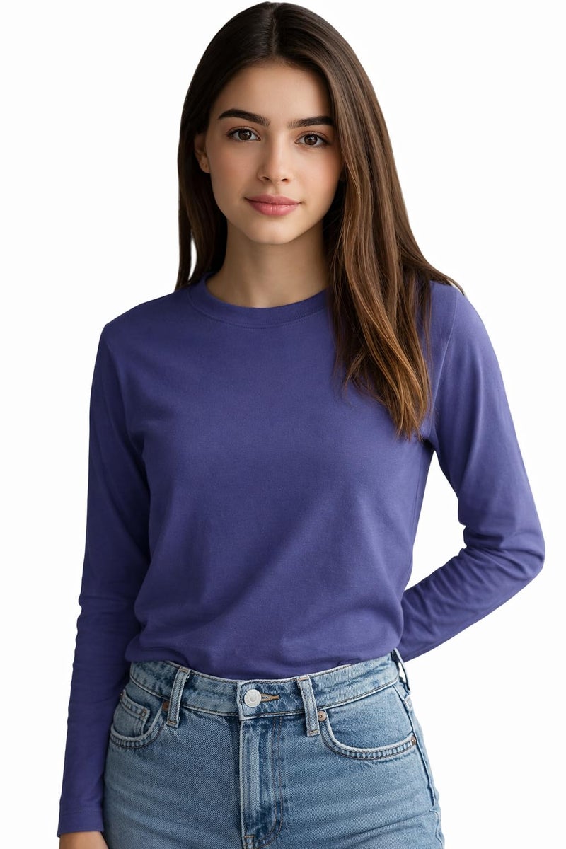 JUNEBERRY® Pure Cotton Round Neck Regular Fit Core Fashion Solid Full Sleeve T-Shirt for Women & Girls (JB_FS_REG_FD_M) - Image 2