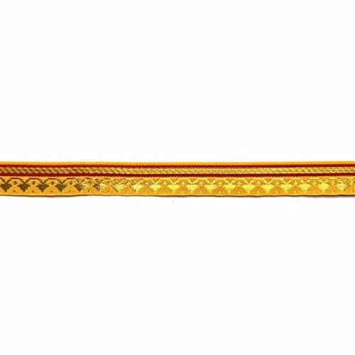 Adikala Zari Color Weaving Border 3-in-One Suitable for Home Furnishing, Crafting, Suit, Lehenga, Saree & Dupatta etc 9-Meter (Small, Yellow & Golden) - Image 2