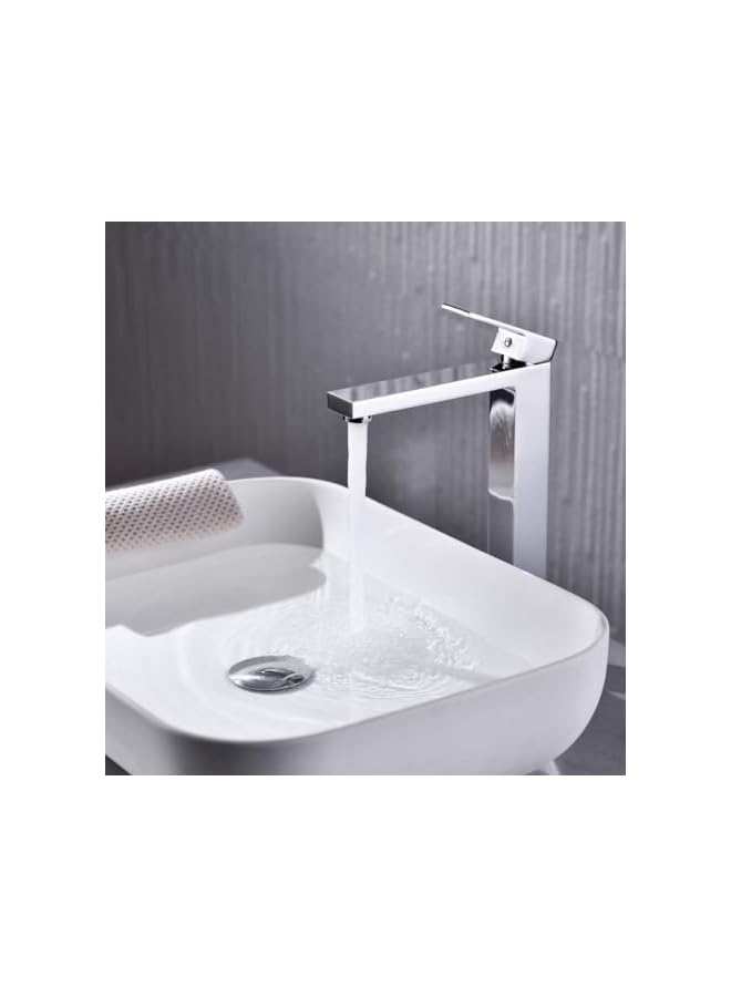 The Bros Single Lever Basin Mixer Wash Basin Faucet Cold & Hot Water Bathroom Faucet Lavatory Vanity Tap Brass Heighter Mixer (Chrome) - Image 5