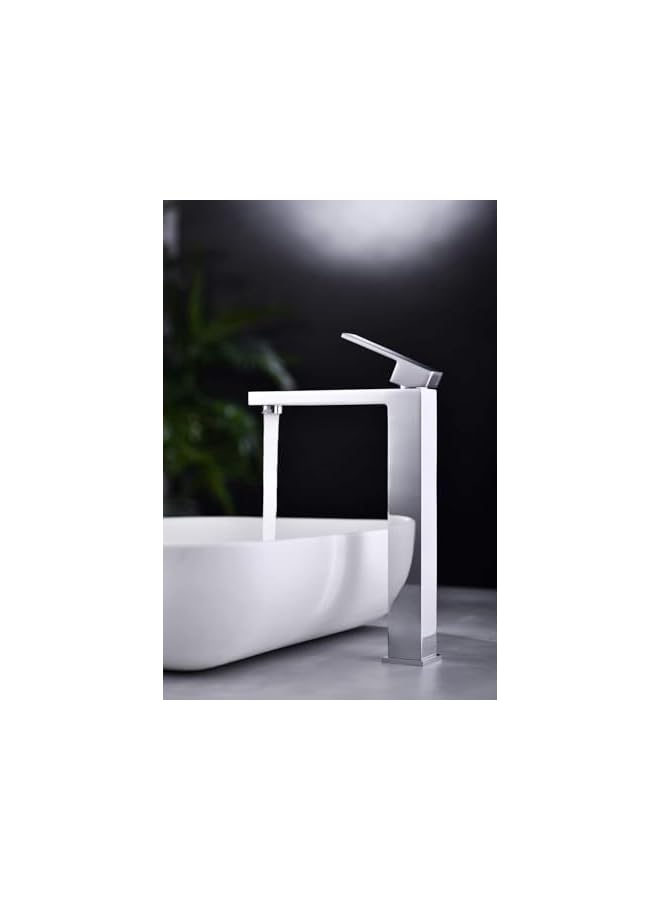 The Bros Single Lever Basin Mixer Wash Basin Faucet Cold & Hot Water Bathroom Faucet Lavatory Vanity Tap Brass Heighter Mixer (Chrome) - Image 2