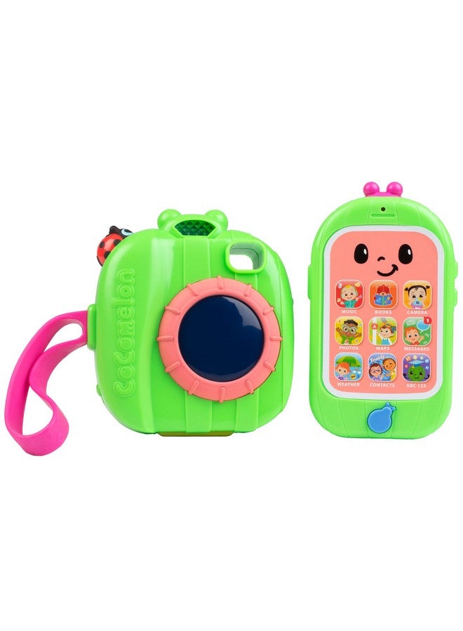 Jazwares CoComelon Musical Cell Phone & Camera 2-Pack - Interactive Pretend Tech Learning Toy w/ Lights, Sounds & Music - Officially Licensed - Gift for Preschoolers and Kids - 2+ - Image 1