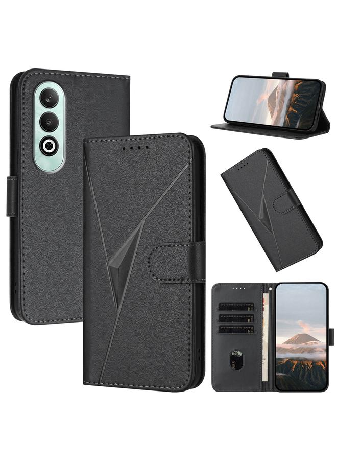 اس-توب جراب هاتف OPPO K12x Global بنمط مثلث مع مشبك من الجلد - Image 1