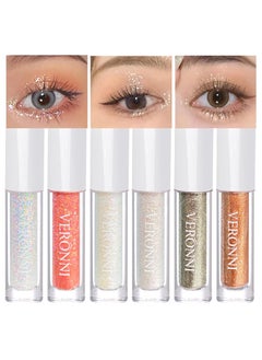 VERONNI VERONNI Liquid Glitter Eyeshadow Eyeliner -Korean Makeup,6 Colors Metallic Glitter Shimmer Eye Shadow Makeup Kit,Pigmented,Quick Drying Waterproof Long Lasting Sparkling Eye Glitter Make Up 
