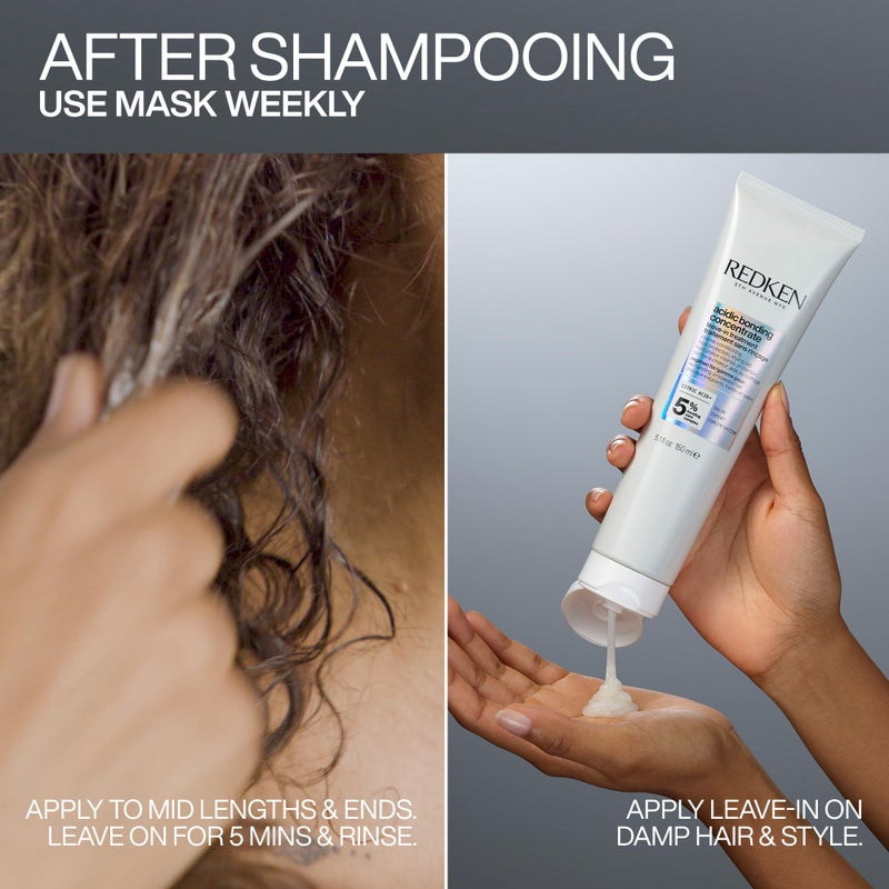 Redken Acidic Bonding Concentrate Hair Mask - Hydrating 5 Minute Liquid Mask, Bond Building & Strengthening, For Dry, Damaged Hair, 1 Fl Oz - Image 5