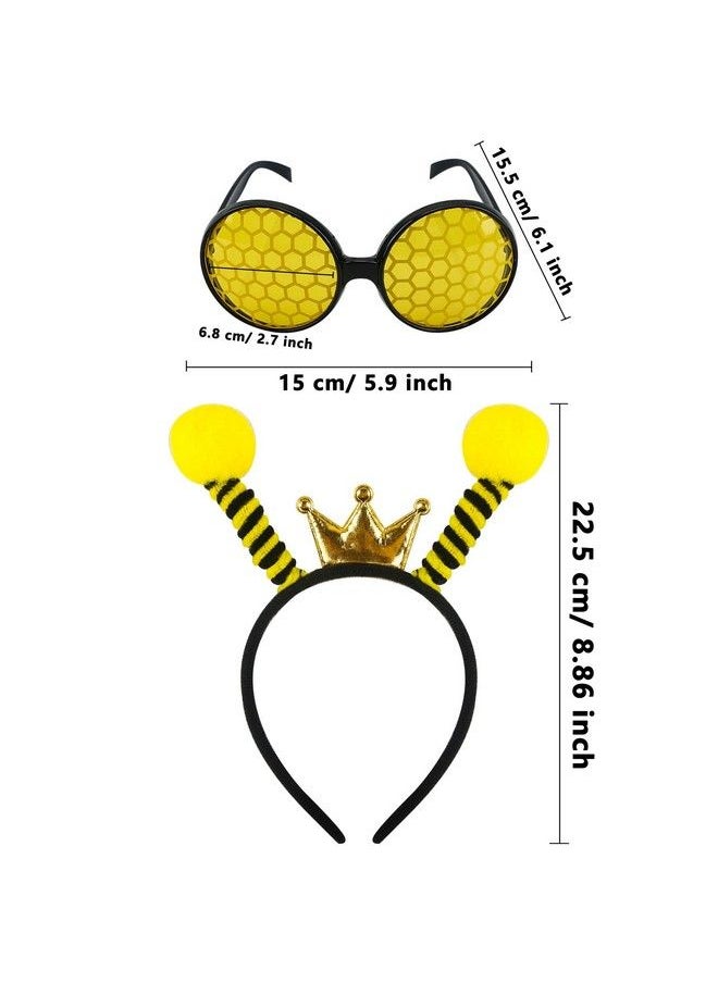 Trounistro - 8 Pack Bee Headband And Glasses Set Bee Antenna Headband Bee Headband Boppers With Bee Sun Glasses Honey Bee Costumes For Fancy Dress Party Halloween Decoration - Image 1
