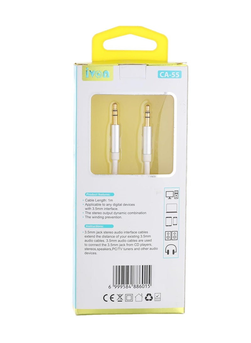 Ivon kx2114 aux audio cable - white - Image 5