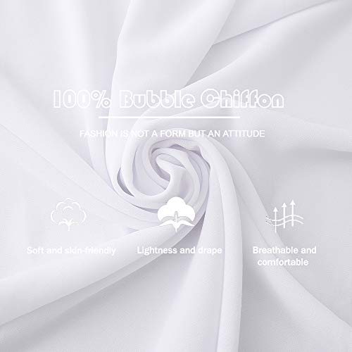 Yeieeo Chiffon Wrap Head Scarf Premium Solid Color Scarf for Women (White) - Image 4