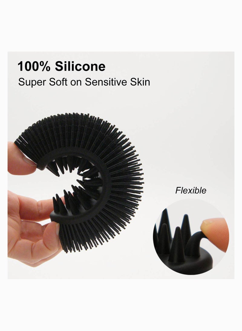 SYOSI Upgrade Silicone Body Scrubber and Hair Shampoo Brush, All in One, Premium Silicone Loofah, Exfoliating Body Brush, Shower Scrubber for Body, Scalp Massager for Women, Men, Pet 1PC Black  - Image 3