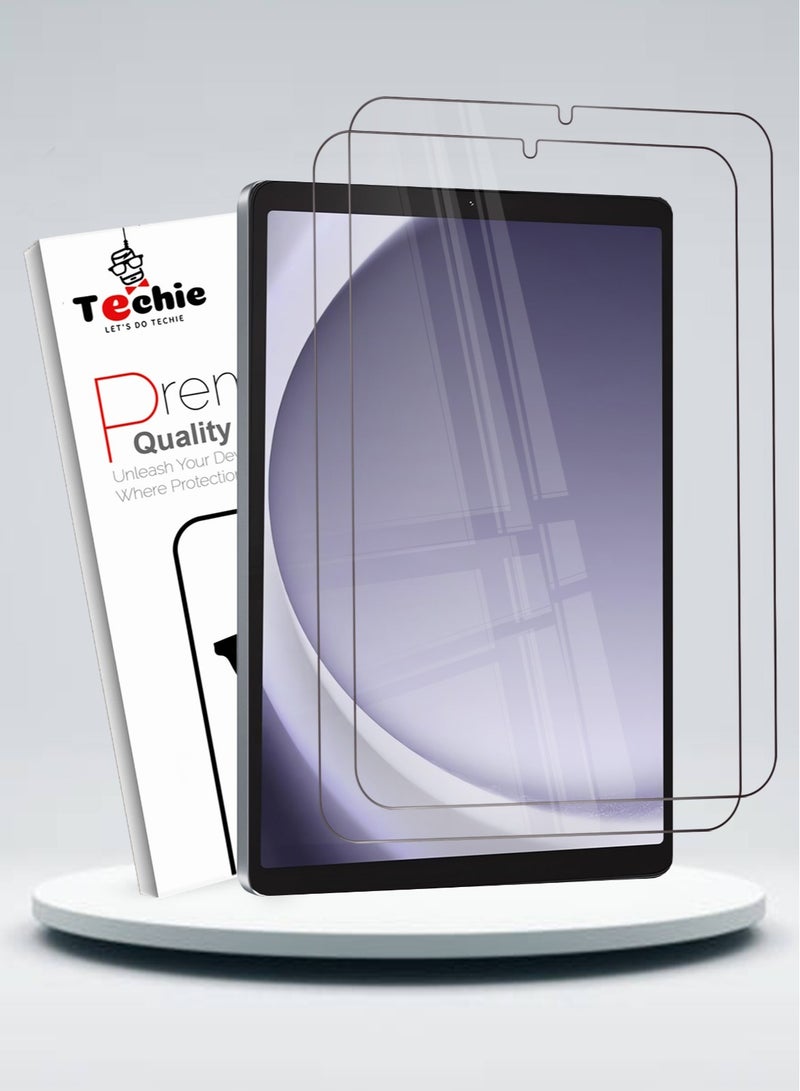Techie حزمة 2 واقي شاشة زجاجي مقسى HD واضح خالي من الفقاعات سهل التركيب لجهاز سامسونج جالاكسي تاب A9 8.7 بوصة 2023 - Image 1