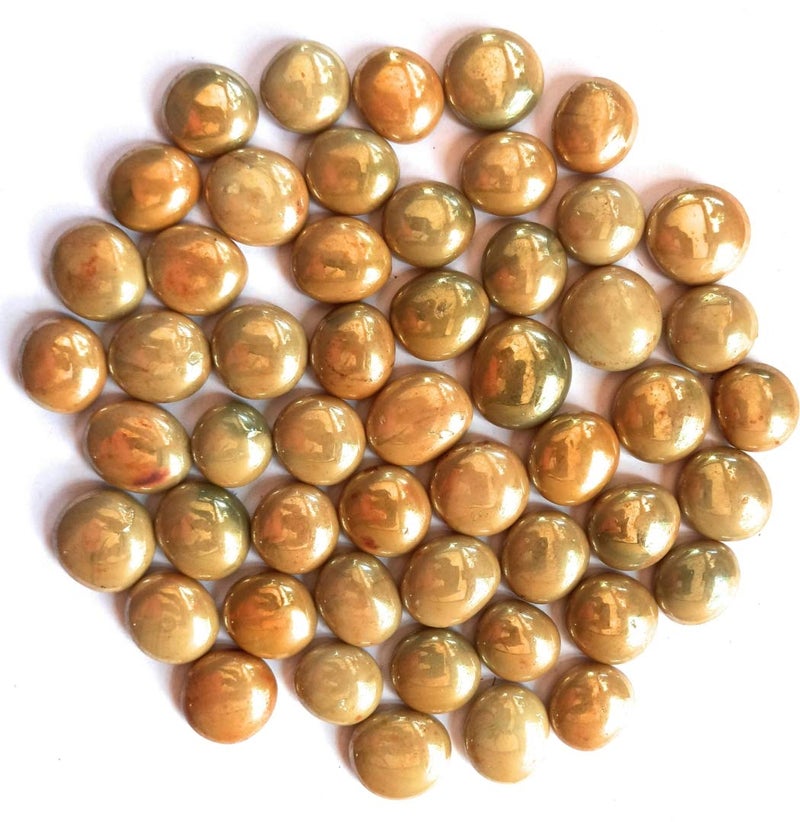 Ohhsome Golden Colour Glass Glossy and Decorative Garden Pebbles 500Gm - Image 1