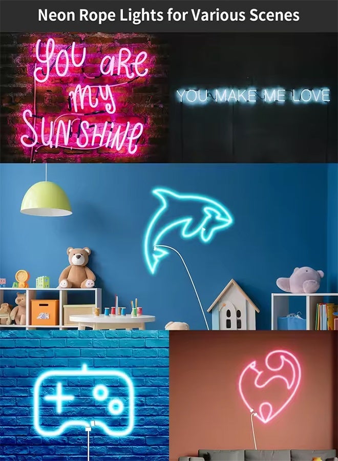 كوميسوباو أضواء شريطية مرنة LED، 15 مترًا، 3 ألوان، أوضاع إضاءة متعددة، قابلة للتعتيم، أضواء حبلية LED مقاومة للماء، شريط LED نيون سيليكون 3000 كلفن، مناسب لديكور المنزل الداخلي وغرف النوم (أزرق/أبيض/أبيض دافئ). - Image 5