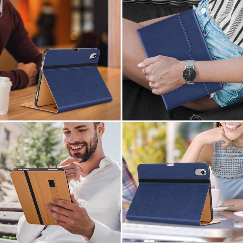 DTTO for iPad Air 11-inch Case M3/M2 (2025/2024), iPad Air 5th / 4th Generation (2022/2020), Premium Leather Business Folio Stand Cover with Pencil Holder - Auto Sleep/Wake, Navy Blue - Image 5