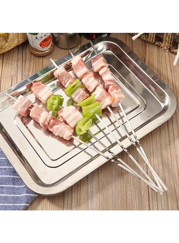 200PCS 30cm BBQ Skewers Stainless Steel Skewers Meat Sticks BBQ Kebab Skewers Metal Flat Roasting Fork Turkish Grill Skewer Camping Picnic Tool - Image 5