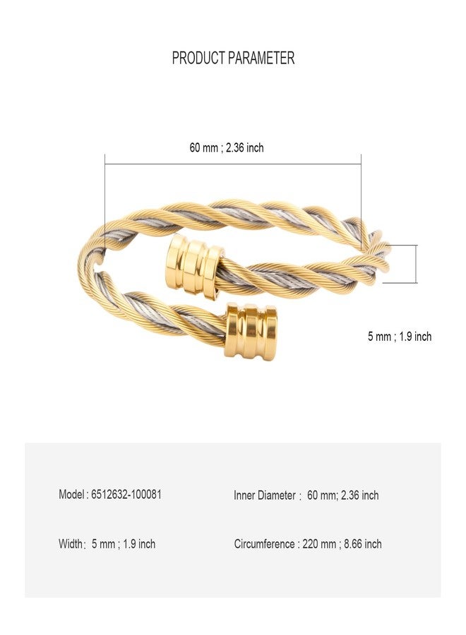 wynameleri Durable Men's Twisted Gold Stainless Steel Bracelet with Classic Design - Image 3