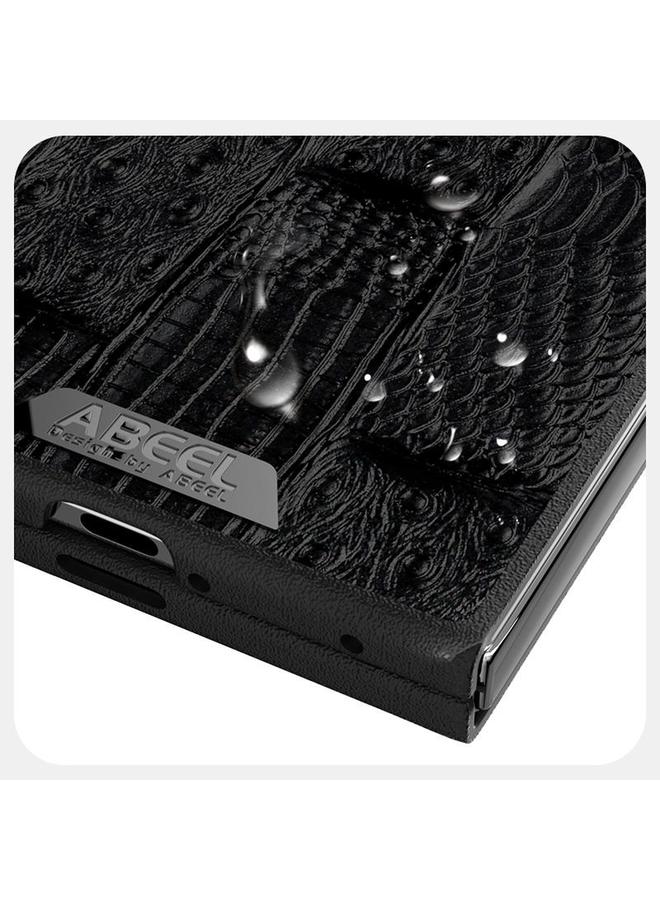 اس-توب جراب لهاتف OPPO Find N5 من ABEEL، جراب هاتف من الجلد الأصلي MagSafe بنقشة وحشية 6D - Image 3