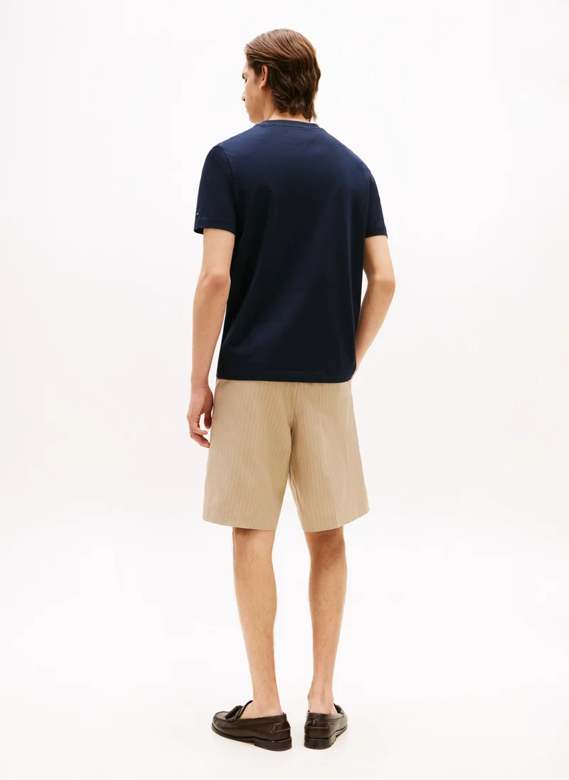 تومي هيلفيغر تيشيرت برقبة مستديرة وشعار وقصة مريحة