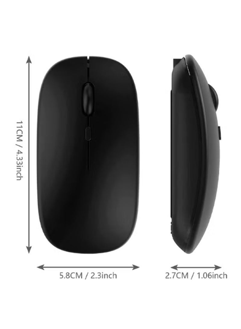 أوماكس ماوس بلوتوث لاسلكي، مستقبل لاسلكي USB بلوتوث 5.1 + 2.4 جيجاهرتز، ماوس لاسلكي بلوتوث صامت قابل لإعادة الشحن من النوع C لأجهزة الكمبيوتر الشخصية والكمبيوتر المحمول والكمبيوتر اللوحي والهاتف المحمول، 3 إعدادات مسبقة قابلة للتعديل DPI (أسود) - Image 5
