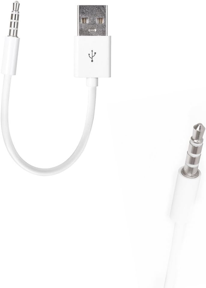 iAbler iPod Shuffle Cable, 2 Pack 3.5mm Jack/Plug to USB USB Power Charger Sync Data Transfer Cable for iPod Shuffle 3rd 4th 5th MP3/MP4 - Image 2