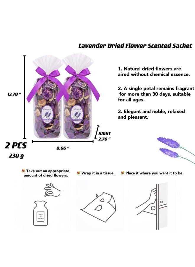 jaexest Lavender Scented Dried Flower Potpourri, Natural Petal Fragrance Sachet for Home Office Decoration, Wedding Party Supplies, Drawer Cabinet Air Freshener – Pack of 2 - Image 2