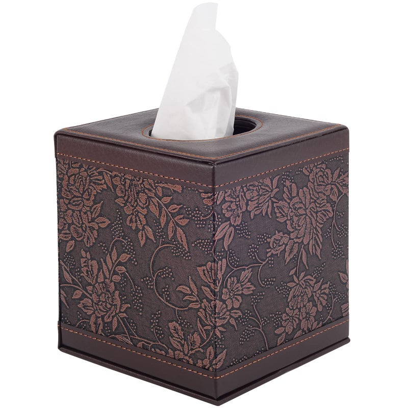 Antique Leather Square Tissue Box CoverHolderRHCSZ Table Napkin Case DispenserFacial Tissues Organizer with Magnetic Bottom for Home OfficeTissues Cube Box Retro