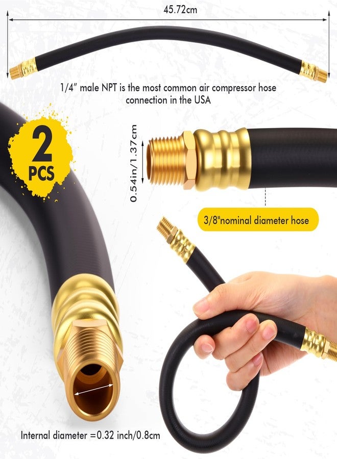 Threlaco خرطوم ضاغط هواء قصير من Threlaco، قطعتان، مقاس 18 بوصة، موصلات من طرف NPT ذكر 1/4 بوصة إلى طرف NPT ذكر 1/4 بوصة، مصنوع من النحاس الخالي من الرصاص، مناسب للسيارات والدراجات النارية والدراجات النارية - Image 2
