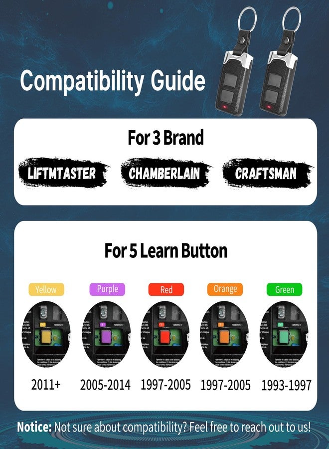 CreaCity 2 for Chamberlain LiftMaster Craftsman Garage Door Opener Remote 893LM 893Max 891LM 971LM 973LM Universal - Image 3