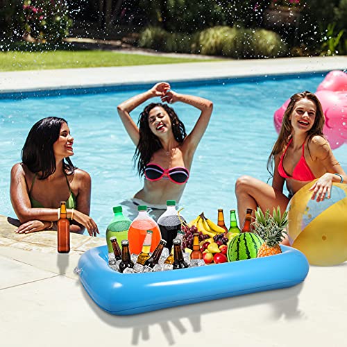 Hemoton 2 PCS Inflatable Serving Bar, Tray Food Drink Containers, Buffet Cooler with Drain Plug, Picnic Ice Food Serving Trays, for Indoor Outdoor BBQ Camping Picnic Pool Party Supplies - Image 3