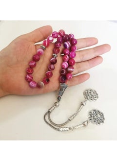 OLUDENIZ Luxury Tasbih - Natural Rose Agate Stone Muslim Prayer Beads, Turkish Misbaha, 33 Beads, Fashionable Tasbeeh  - Image 2