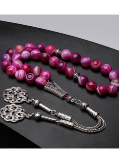 OLUDENIZ Luxury Tasbih - Natural Rose Agate Stone Muslim Prayer Beads, Turkish Misbaha, 33 Beads, Fashionable Tasbeeh  - Image 1
