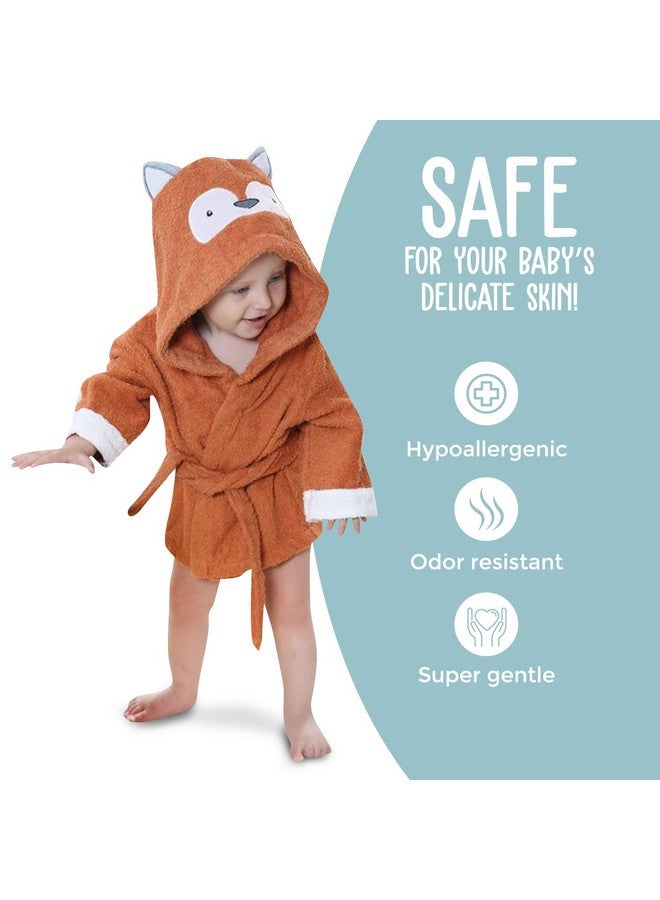 BlueMello Baby Fox Bathrobe | Ultra-Soft Hooded Robe for Toddlers 0-6 Months | Essential Bath Towel for Infants | Ideal for Baby Boy Accessories and Newborn Registry | Perfect Baby Girl Shower Gift - Image 2