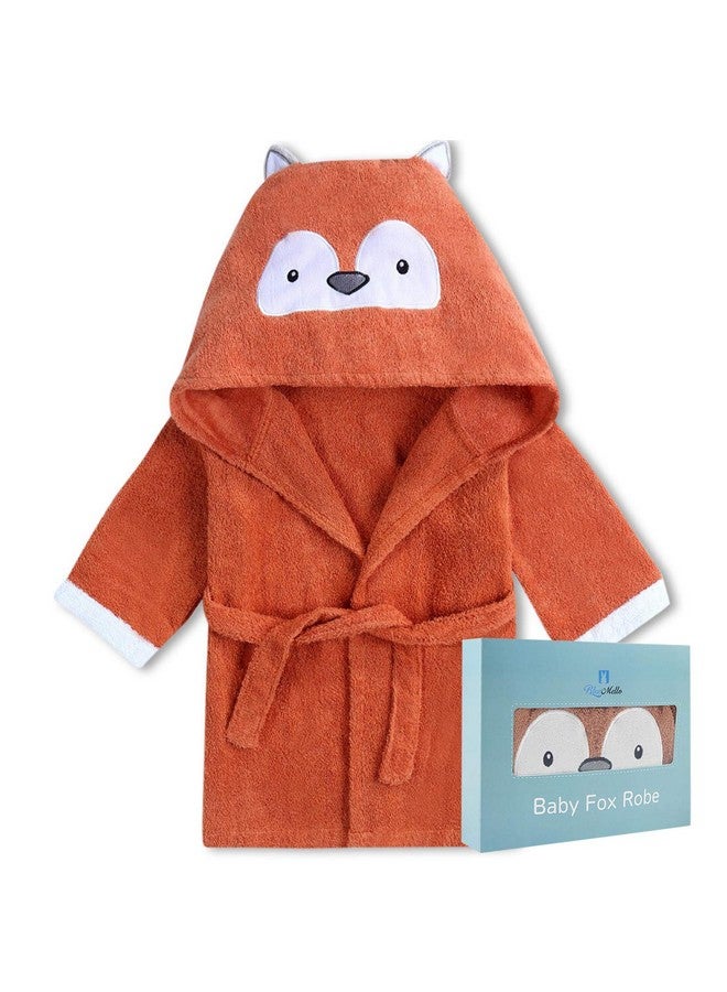 BlueMello Baby Fox Bathrobe | Ultra-Soft Hooded Robe for Toddlers 0-6 Months | Essential Bath Towel for Infants | Ideal for Baby Boy Accessories and Newborn Registry | Perfect Baby Girl Shower Gift - Image 1