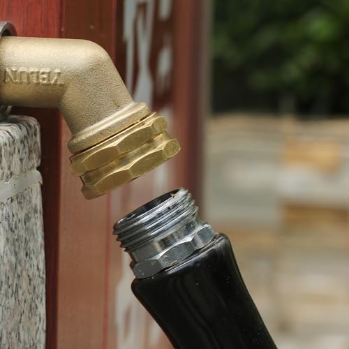 YELUN Garden Hose Elbow Connector 45 Degree Solid Brass Pipe Fittings -Eliminates Stress and Strain On RV Water Intake Hose Adapter 3/4" FHT x 3/4" MHT (45 Degree Hose Elbow) - Image 3