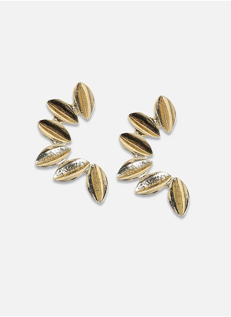 SOHI Metallic Floral Leaf Drop Earrings