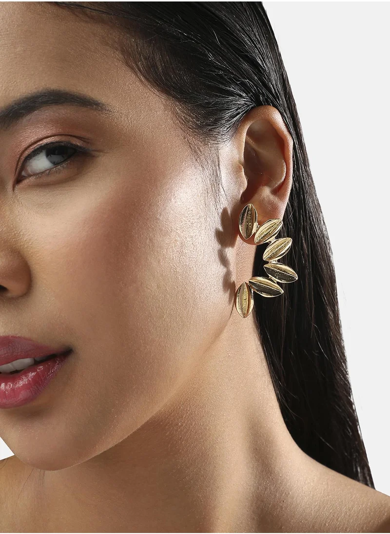 SOHI Metallic Floral Leaf Drop Earrings