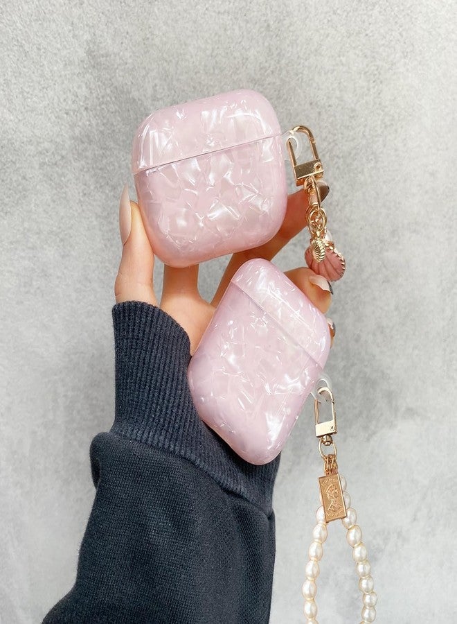 Olytop for Cute Glitter Airpods 2/1 Gen Case with Cleaner Pen,Shell Pattern Airpods 2nd/1st Generation Cover Protective Skin Girl Women with Luxury Pearl Keychain for Apple iPod 2nd/1st Gen - Pink - Image 5