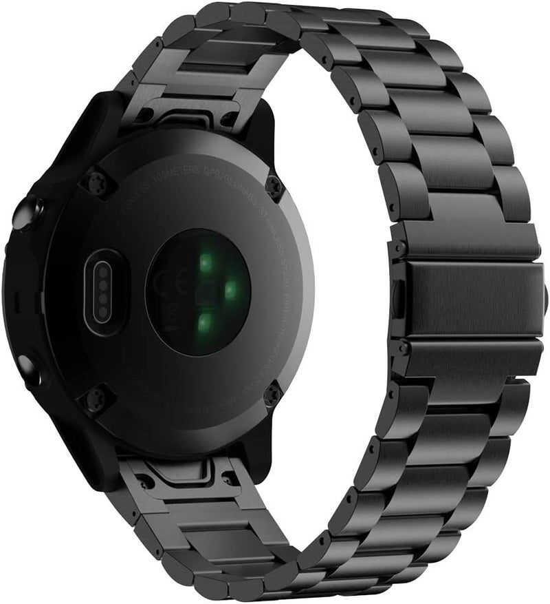 MoKo Band Compatible with Garmin Fenix 766 Pro55 PlusEpix Gen 2Forerunner 945935Approach S62S60Quatix 6Instinct 2MARQ 22mm Quick Fit Stainless Steel Metal Replacement Watch Band Black - Image 1