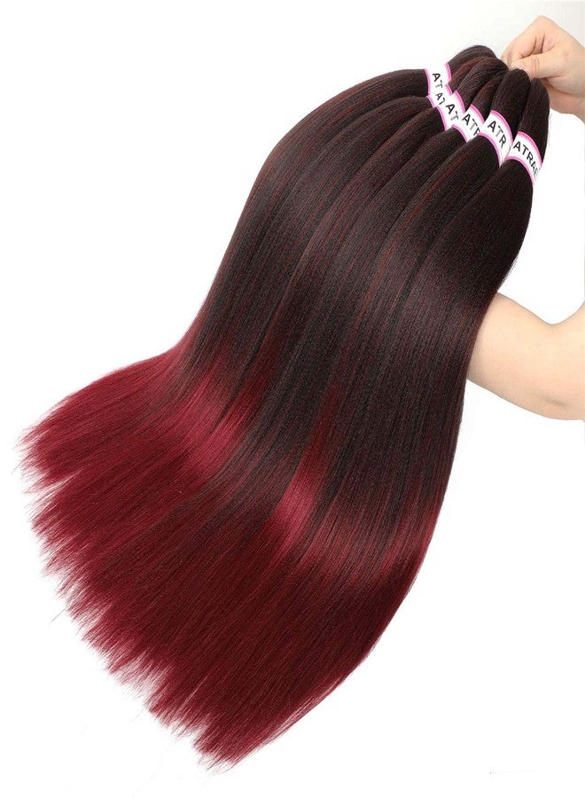 ATRAENTE Pre Stretched Braiding Hair 8 Packs-26 Inch Ombre Braiding Hair,Red Hair For Braiding,Two Tone Yaki Texture Synthetic Hair For Box Braids Crochet Hair Itch Free Hot Water Setting(26inch,T1B/bug) - Image 5