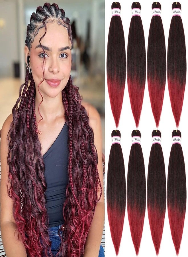 ATRAENTE Pre Stretched Braiding Hair 8 Packs-26 Inch Ombre Braiding Hair,Red Hair For Braiding,Two Tone Yaki Texture Synthetic Hair For Box Braids Crochet Hair Itch Free Hot Water Setting(26inch,T1B/bug) - Image 1