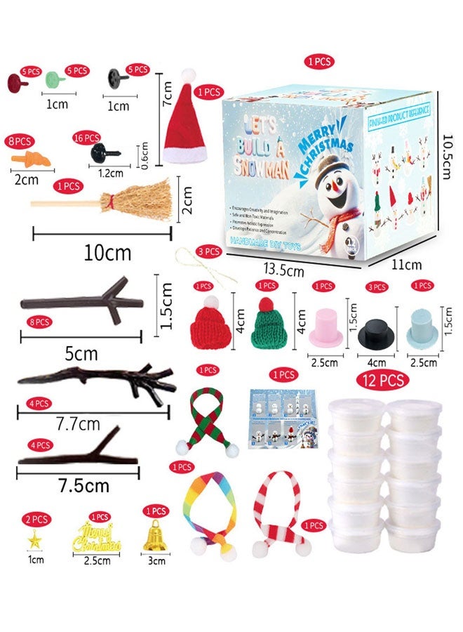 وهاواي 12 Pack Build a Snowman Kit, Molding Clay Snowman DIY Kit, Christmas Stocking Stuffers, Christmas Crafts Xmas Gift Perfect for Winter Holiday Parties 131PCS - Image 2