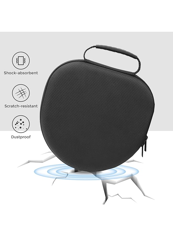 Procases Hard Case For New Airpods Max Travel Carrying Headphone Case With Silicone Earpad Cover & Mesh Pocket Airpods Max Protective Portable Storage Bag Black - Image 5