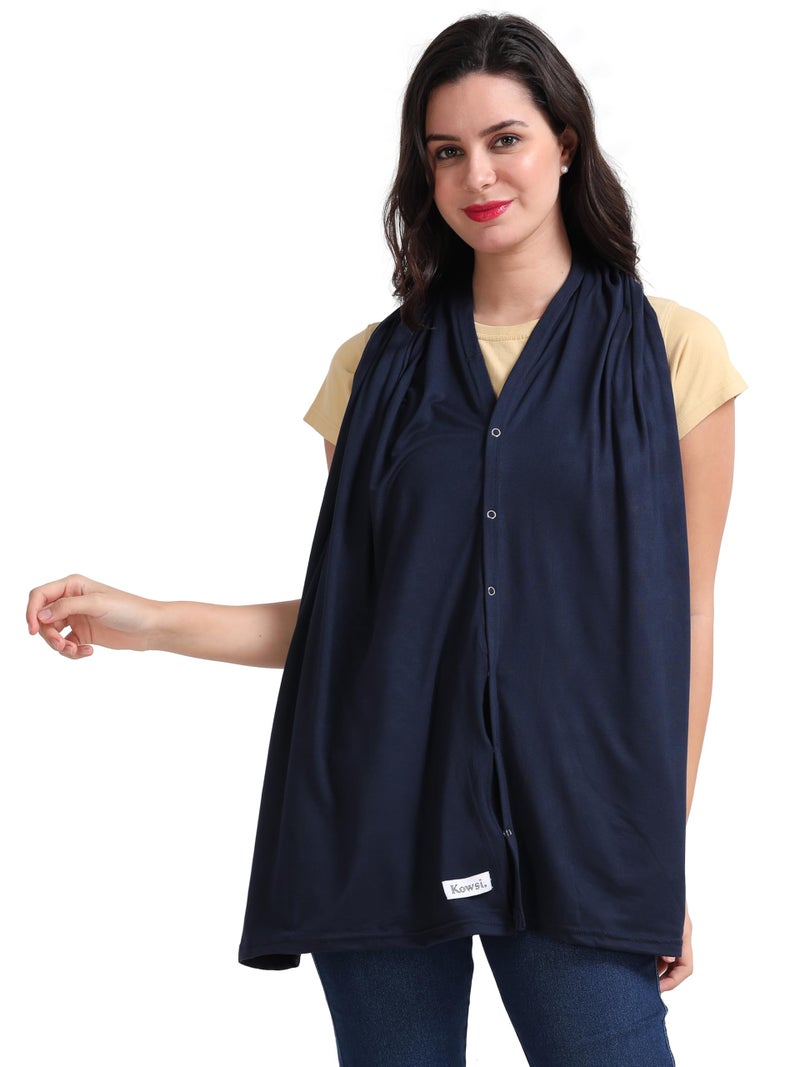 Kowsi 360 Degree Premium Soft Cotton Mother’s Breathable Breast Feeding Shawl & Light Weight Outdoor Baby Blanket Too. (Navy) - Image 4