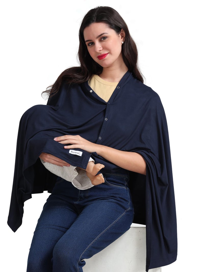 Kowsi 360 Degree Premium Soft Cotton Mother’s Breathable Breast Feeding Shawl & Light Weight Outdoor Baby Blanket Too. (Navy) - Image 5