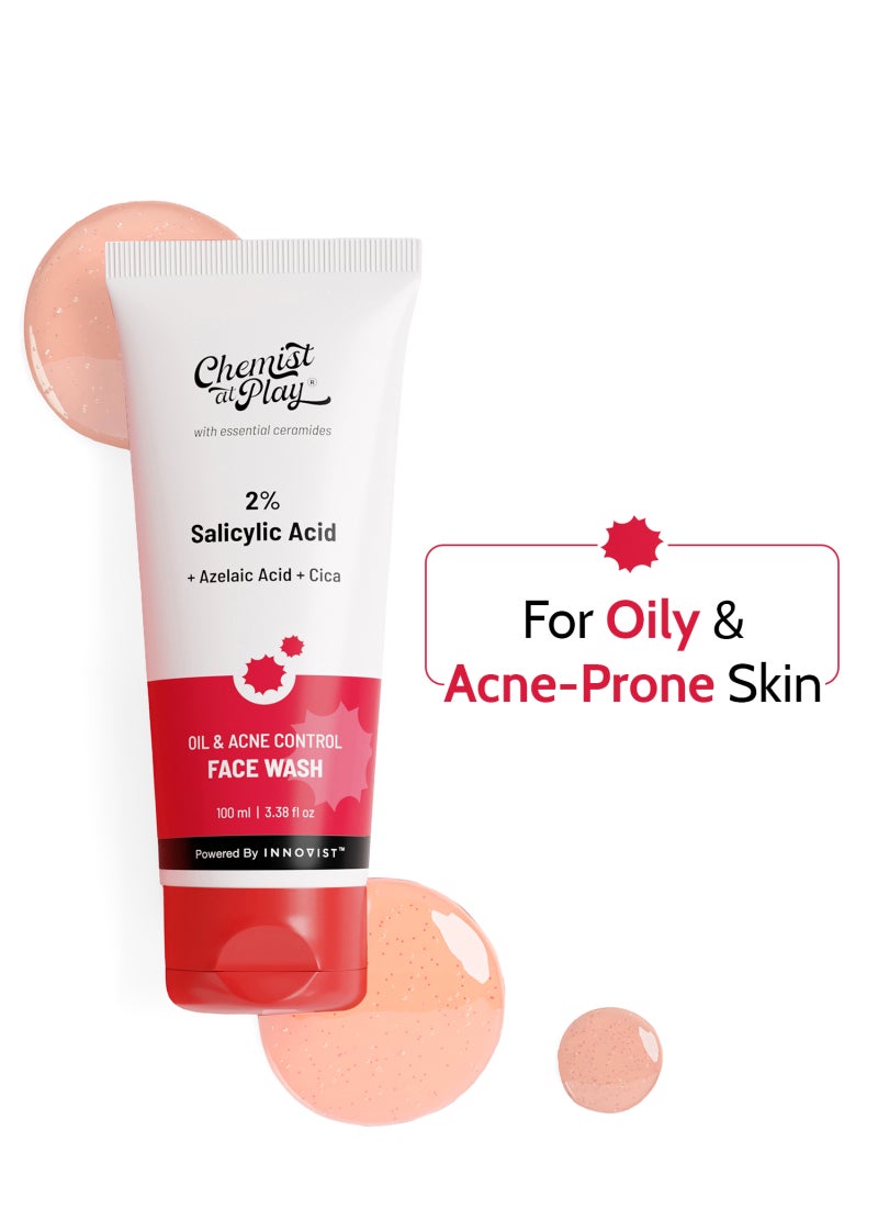 Chemist at Play Acne 2% Salicylic Acid Face Wash for Oily & Acne-Prone Skin, Fades Acne Marks, Soap-Free, Sulphate-Free Cleanser - Image 1