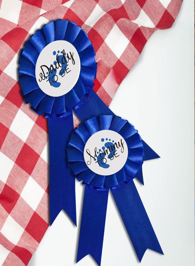 GDTO8820 CoolerthingsDG, Daddy to be & Mom to be Tinplate Badge Pin - Baby Shower Button New Dad Gifts Gender Reveals Party Baby Boy Blue Rosette Button Baby Celebration (Royal blue) - Image 5