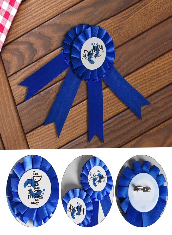 GDTO8820 CoolerthingsDG, Daddy to be & Mom to be Tinplate Badge Pin - Baby Shower Button New Dad Gifts Gender Reveals Party Baby Boy Blue Rosette Button Baby Celebration (Royal blue) - Image 3