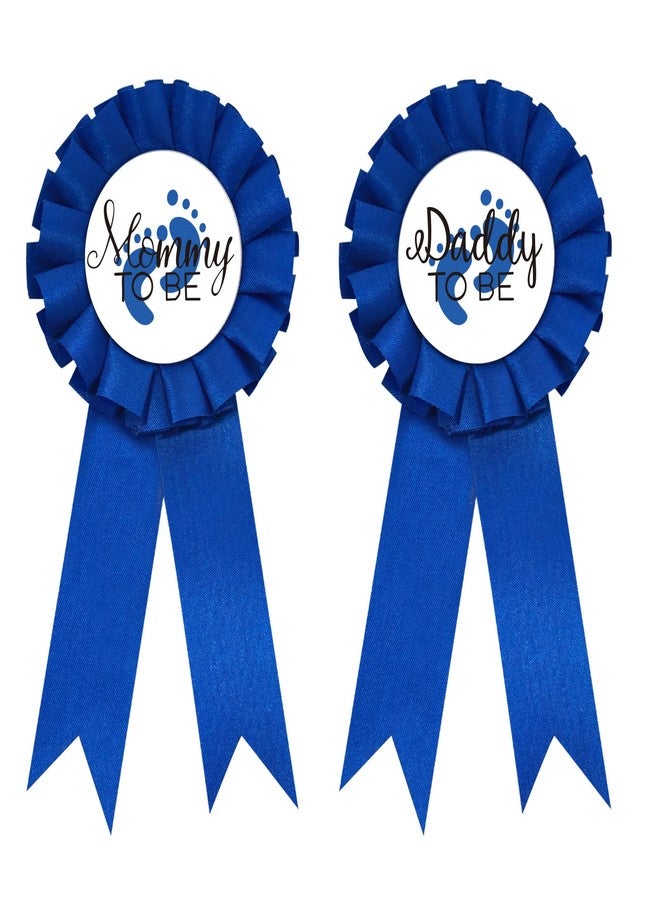 GDTO8820 CoolerthingsDG, Daddy to be & Mom to be Tinplate Badge Pin - Baby Shower Button New Dad Gifts Gender Reveals Party Baby Boy Blue Rosette Button Baby Celebration (Royal blue) - Image 1