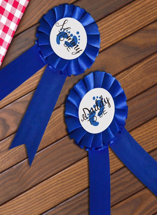GDTO8820 CoolerthingsDG, Daddy to be & Mom to be Tinplate Badge Pin - Baby Shower Button New Dad Gifts Gender Reveals Party Baby Boy Blue Rosette Button Baby Celebration (Royal blue) - Image 4