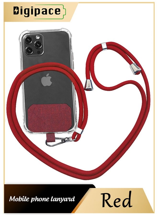 Digipace Phone Lanyard, Universal Crossbody Cell Phone Lanyards, Multifunctional Nylon Patch Adjustable Shoulder Neck Strap Compatible with Most Smartphones(Red) - Image 1