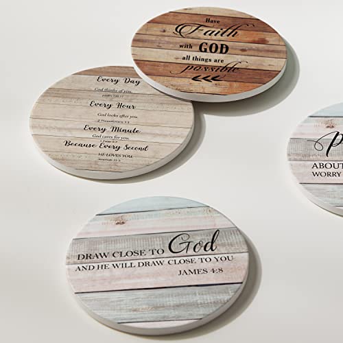 Hoomey Coasters for Drinks with Bible Verses, Set of 6 Absorbent Drinks Coasters with Holder, Christian Gifts - Image 3